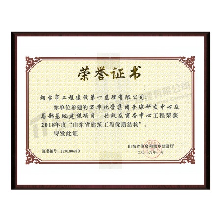 萬華化學集團全球研發(fā)中心及總部基地建設項目--行政及商務中心-2018年度“山東省建筑工程優(yōu)質結構”